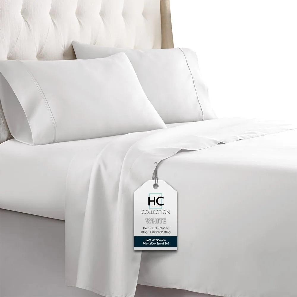 HC Collection Bed Sheets Set, Hotel Luxury Platinum Collection 1800 Series Bedding Set