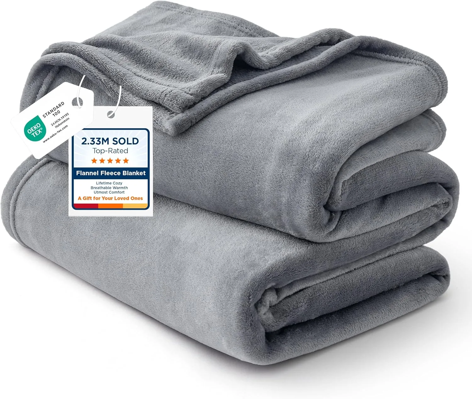 Bedsure GentleSoft Fleece Bed Blankets Queen Size Grey