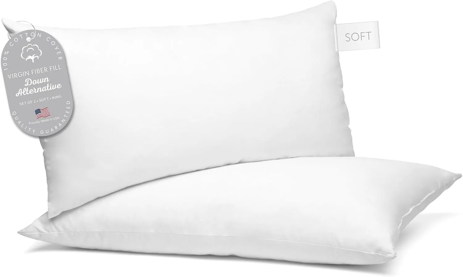 Digital Decor 100% Cotton Luxury Hotel Pillows King Size Set of 2
