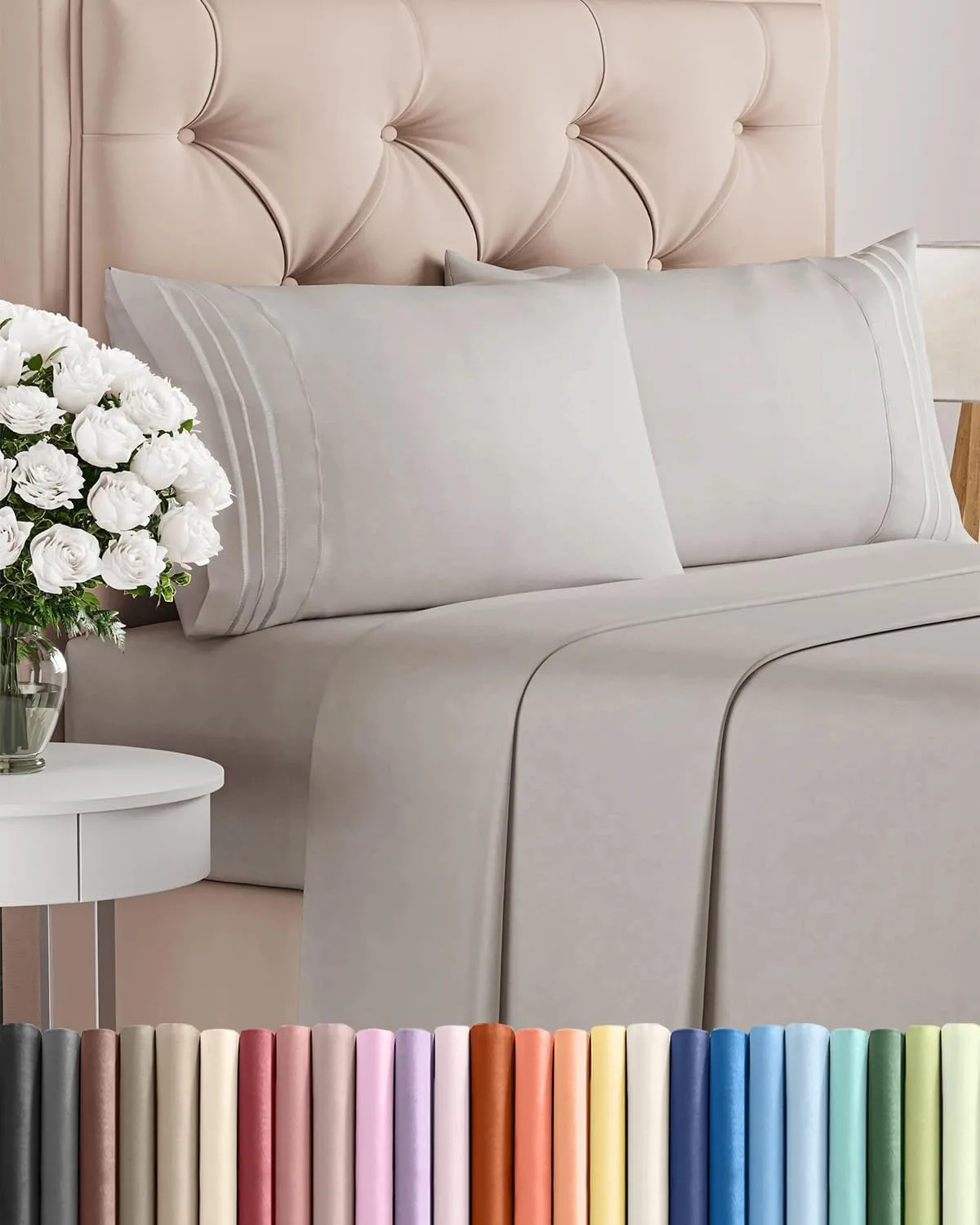 Queen Size 4 Piece Sheet Set - Comfy Breathable & Cooling Bed Sheets Set