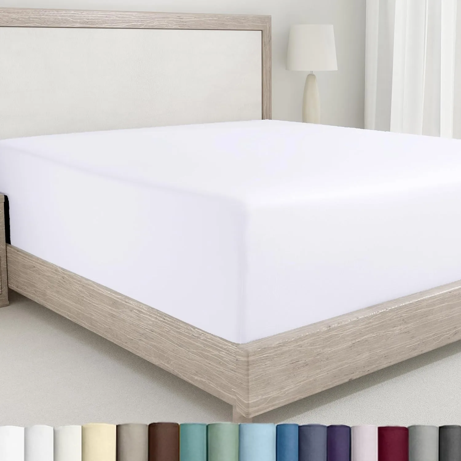 Cal King Fitted Sheet White, 100% Cotton 400 Thread Count Sateen