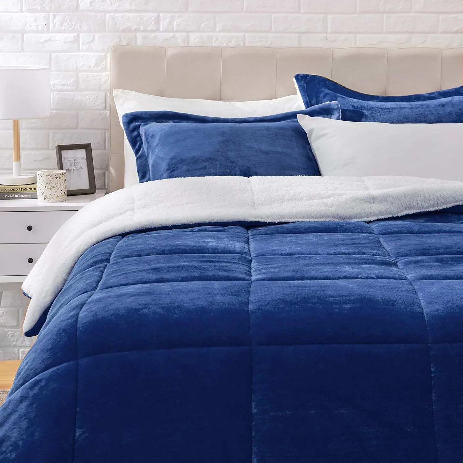 Amazon Basics 3-Piece Micromink Sherpa Down Alternative Comforter Bedding Set
