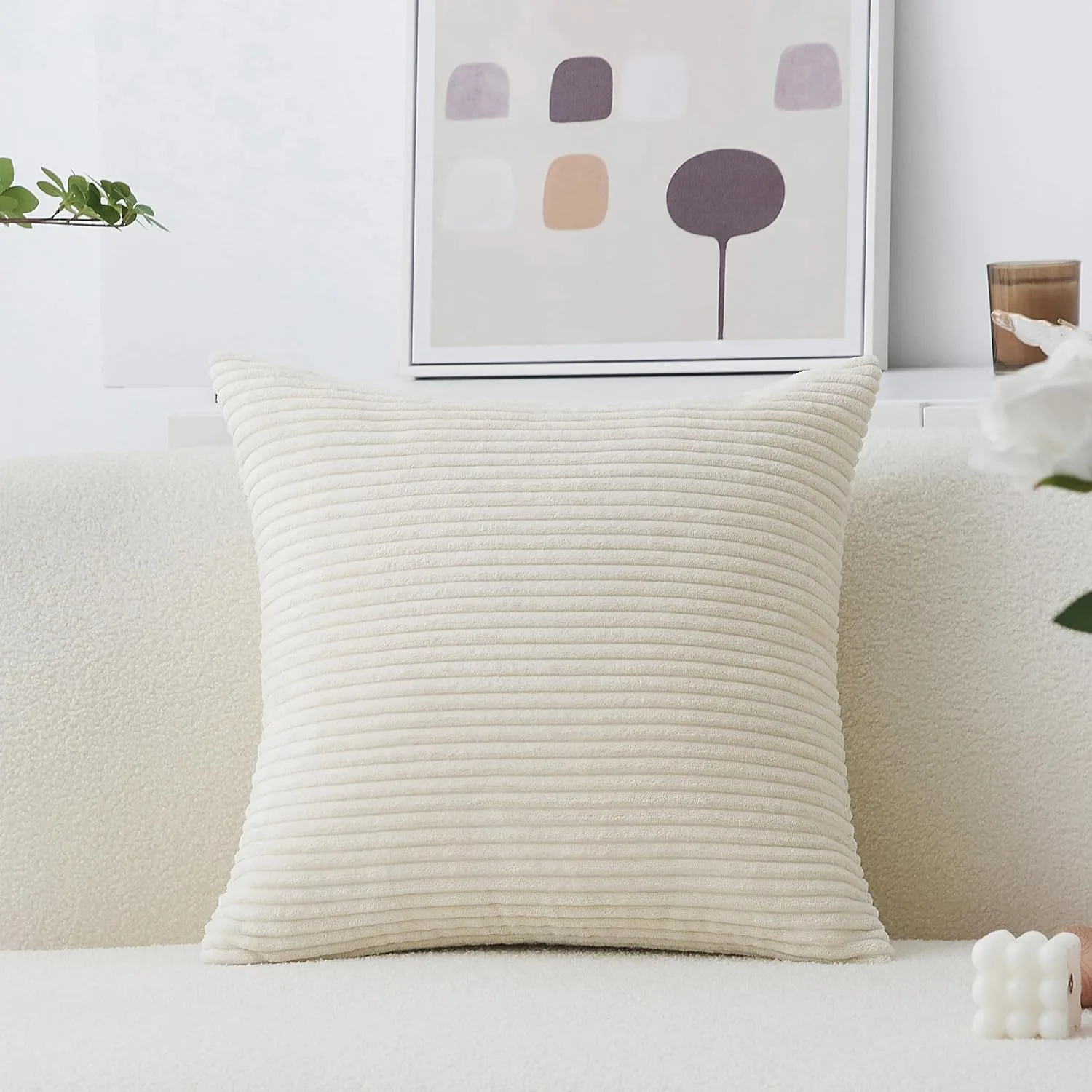 Home Brilliant Super Soft Plush Corduroy Textured Large Euro Pillow Sham Spring Pillow Cover for