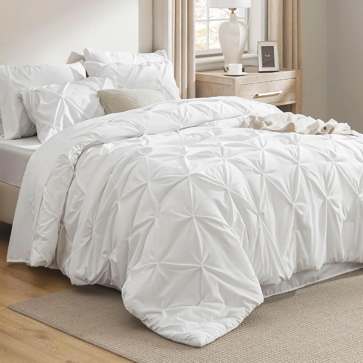 Bedsure King Size Comforter Set White