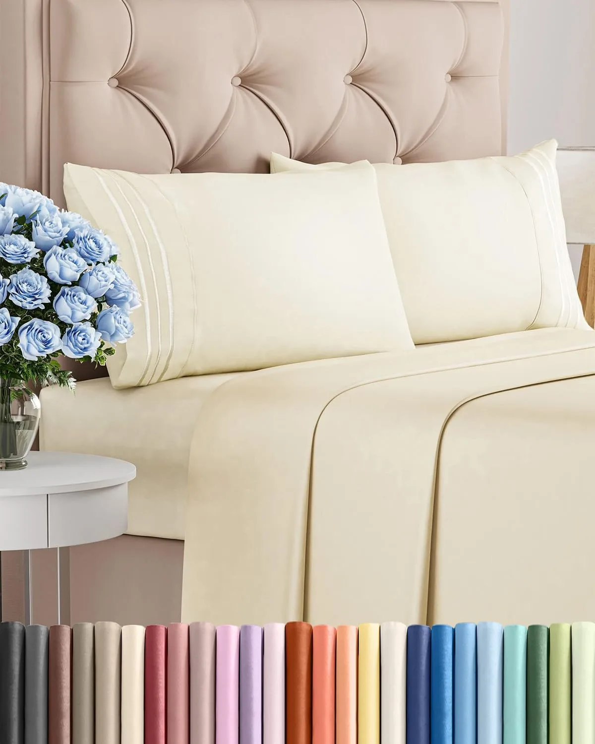 Queen Size 4 Piece Sheet Set - Comfy Breathable & Cooling Bed Sheets Set