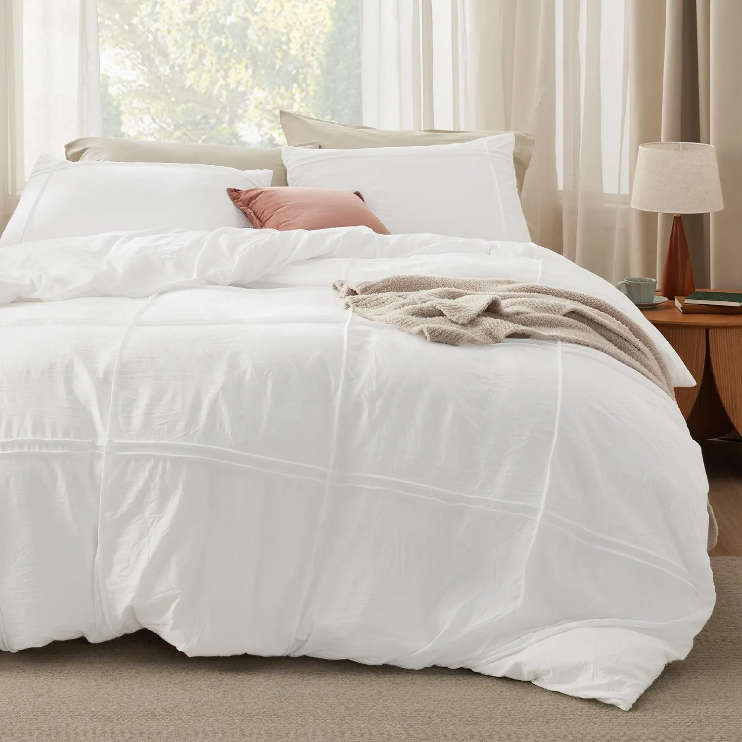 Bedsure Grid Boho Duvet Cover King Size