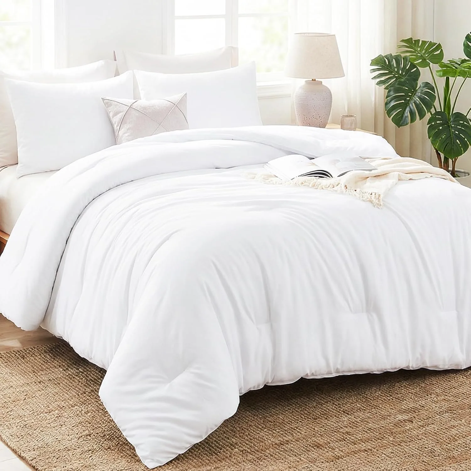 CozyLux Oversized King Comforter Set White